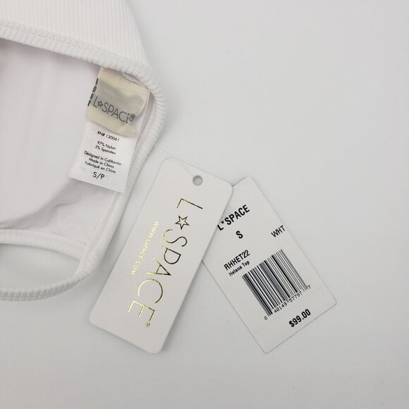 L*Space LSPACE Ribbed Helena Bikini Top Women's Size Small White Adjustable NWT - Picture 11 of 15